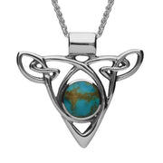 Sterling Silver Turquoise Triangle Knot Celtic Necklace P261