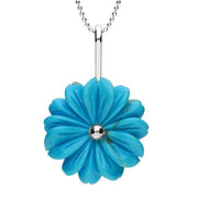 Sterling Silver Turquoise Tuberose Daisy Necklace, P2855.