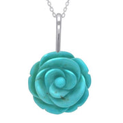 Sterling Silver Turquoise Tuberose Rose Necklace, P2849.