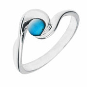 Sterling Silver Turquoise Wave Ring. R876.
