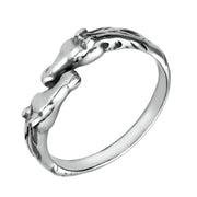 Sterling Silver Twin Horse Head Ring. R139.