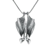 Sterling Silver Upside Down Bat Small Necklace. P2437C