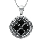 Sterling Silver Whitby Jet Abbey Window Necklace. P2446.