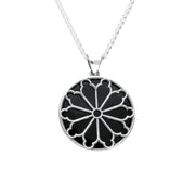 Sterling Silver Whitby Jet Abbey Window Round Small Necklace. P2453