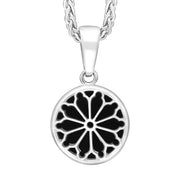 Sterling Silver Whitby Jet Abbey Window Round Small Necklace, P2831.