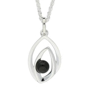 Sterling Silver Whitby Jet Abstract Flame Stone Necklace P2559