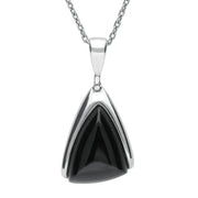 Sterling Silver Whitby Jet Abstract Triangle Necklace. P2740. 