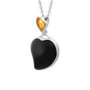 Sterling Silver Whitby Jet Amber Heart Necklace