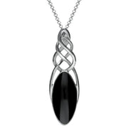 Sterling Silver Whitby Jet Celtic Marquise Piece Set. S012 
