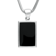 Sterling Silver Whitby Jet Classic Rectangle Necklace P083