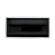 Sterling Silver Whitby Jet Contemporary Oblong Brooch. M085.
