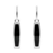 Sterling Silver Whitby Jet Curved Oblong Hook Drop Earrings E2017