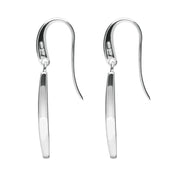 Sterling Silver Whitby Jet Curved Oblong Hook Drop Earrings E2017