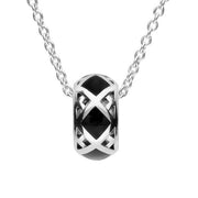 Sterling Silver Whitby Jet Curved Pendant Necklace P2712