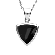 Sterling Silver Whitby Jet Curved Triangle Necklace P320