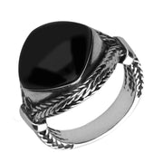 Sterling Silver Whitby Jet Cushion Split Shoulder Foxtail Ring. R848