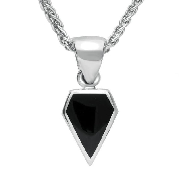 Sterling Silver Whitby Jet Dinky Kite Necklace P455