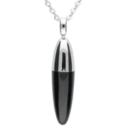 Sterling Silver Whitby Jet Dropper Necklace, P2710.