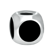 Sterling Silver Whitby Jet Four Stone Round Dice Charm. G503.