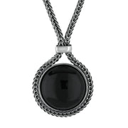 Sterling Silver Whitby Jet Foxtail Round Necklace, N970.