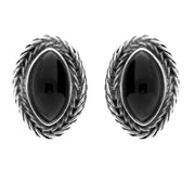 Sterling Silver Whitby Jet Foxtail Small Marquise Stud Earrings E1844