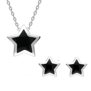Sterling Silver Whitby Jet Framed Star Two Piece Set
