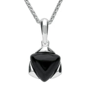 Sterling Silver Whitby Jet Framed Triangle Necklace. P2738