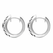 Sterling Silver Whitby Jet Geometric Hoop Earrings E2023