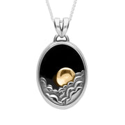Whitby Jet Gold Plated Sterling Silver Moon and Cloud Necklace