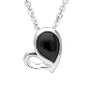 Sterling Silver Whitby Jet Half Filled Heart Two Piece Set