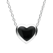 Sterling Silver Whitby Jet Heart Necklace, P3006.