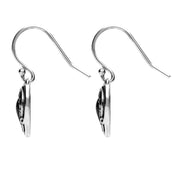 Sterling Silver Whitby Jet Heart in Heart Drop Hook Earrings E1951 side