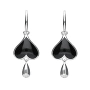 Sterling Silver Whitby Jet Inverted Heart Two Piece Set. S020