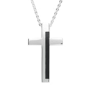 Sterling Silver Whitby Jet Large Cross Necklace, P3012.