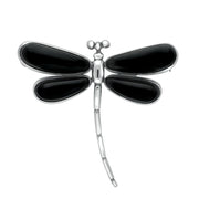 Sterling Silver Whitby Jet Large Dragonfly Brooch. M268.