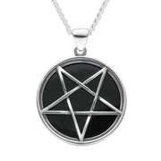 Sterling Silver Whitby Jet Large Pentagram Necklace, P1861.