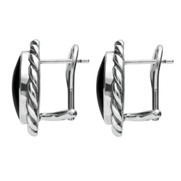 Sterling Silver Whitby Jet Large Rope Edge Round Stud Earrings E115
