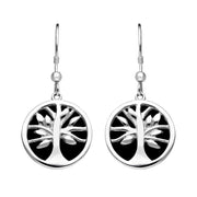 Sterling Silver Whitby Jet Large Round Tree of Life Two Piece Set S063