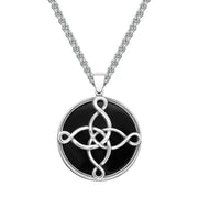 Sterling Silver Whitby Jet Large The Mission Logo Necklace P3420