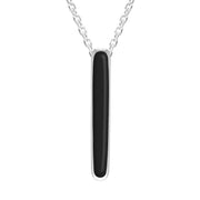 Sterling Silver Whitby Jet Lineaire Drop Oval Necklace. P2989.