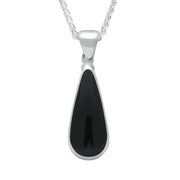 Sterling Silver Whitby Jet Long Pear Necklace P167