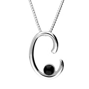 Sterling Silver Whitby Jet Love Letters Initial C Necklace P3450C