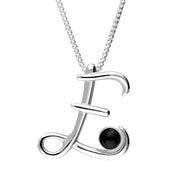 Sterling Silver Whitby Jet Love Letters Initial E Necklace P3452C