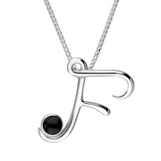 Sterling Silver Whitby Jet Love Letters Initial F Necklace P3453C