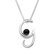 Sterling Silver Whitby Jet Love Letters Initial G Necklace P3454C