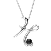 Sterling Silver Whitby Jet Love Letters Initial H Necklace P3455C