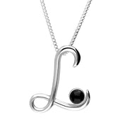 Sterling Silver Whitby Jet Love Letters Initial L Necklace P3459C