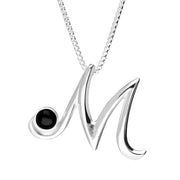 Sterling Silver Whitby Jet Love Letters Initial M Necklace P3460C