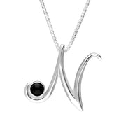 Sterling Silver Whitby Jet Love Letters Initial N Necklace P3461C
