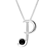 Sterling Silver Whitby Jet Love Letters Initial P Necklace P3463C